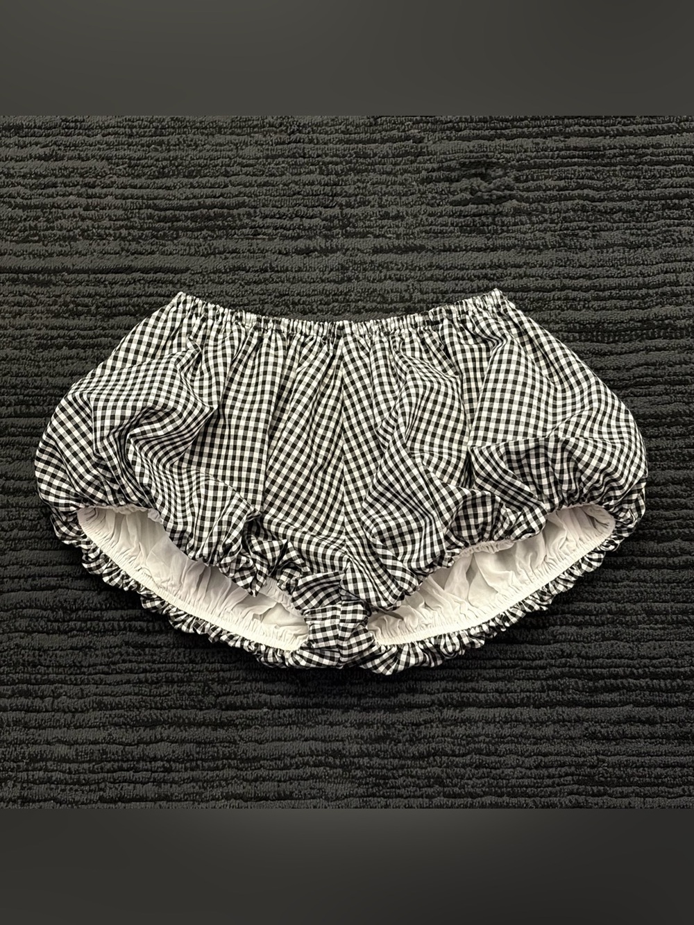 Lovers + Friends Valerie Short Bubble Hem Gingham Elastic Waist